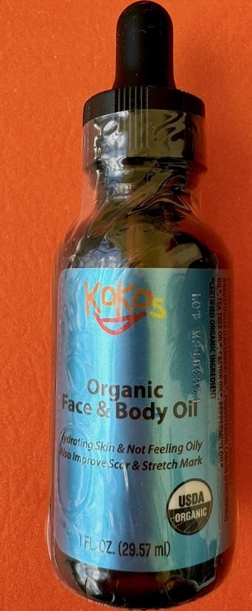 KOKOS Organic face and body oil, scar, stretch mark,Rosehip, Wheat Germ, Argan, Tamanu, Carrot, Rosemary, Lavender, Geranium, Patchouli, Sage oil