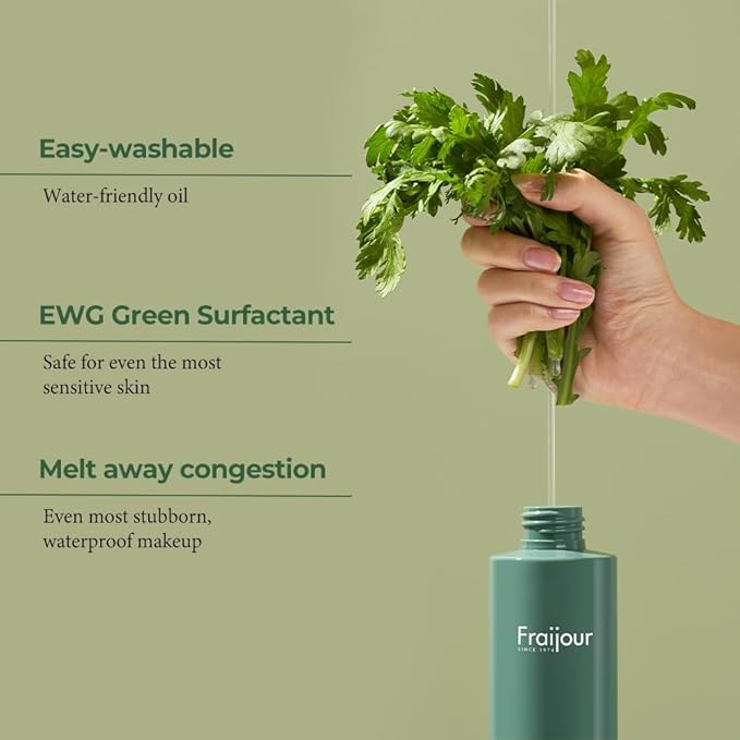 Herb Wormwood Cleansing Oil – Korean Deep Cleansing Makeup Remover & Pore Minimizer for Oily, Acne-Prone Skin, AHA BHA Exfoliation, Olive & Jojoba Oils, Lightweight, 7.1 fl.oz.