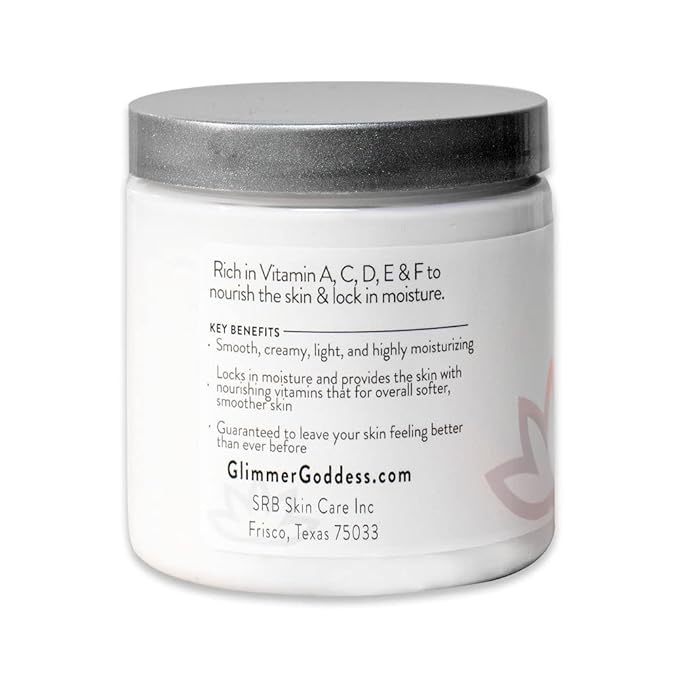 GLIMMER GODDESS Organic Whipped Body Butter- Rose Lavender, Vegan, 24 Hr Hydration, Less Stretch Marks, All Skin Types, Child-Safe, Organic, 8 oz