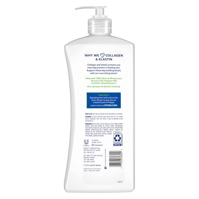 St. Ives Renewing Hand & Body Lotion for Women with Pump, Daily Moisturizer Collagen Elastin for Dry Skin, Made with 100% Natural Moisturizers, 21 fl oz, 4 Pack