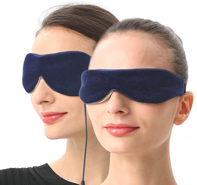Aroma Season Electric Heated Eye Mask & Microwavable Heat Eye Compress with Flaxseed for Dry Eyes, SPA Warm Eye Mask, Relief Eye Fatigue (2 Packs) Blue