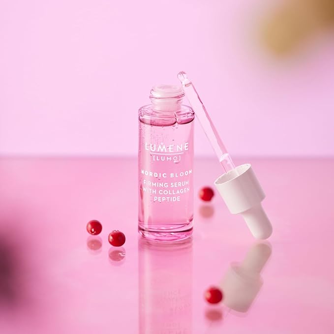 Lumene [Lumo] Vegan Collagen Face Serum - Firming Peptide Serum Formulated with Hyaluronic Acid for Smoother, Plump-Looking Skin - Helps to Reduce the Appearance of Fine Lines + Wrinkles (1 fl oz)