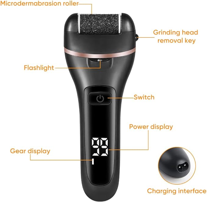 Premium Electric Foot Callus Remover Kit 18 Pieces for Feet Foot Filer Dead Skin Remover for Feet Callous Remover Tool Electric Pedicure Foot File Kit Luxurious (Black)