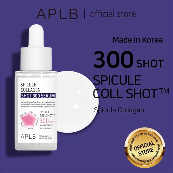 APLB Spicule Collagen Shot 300 Serum | SPICULE COLL SHOT™ 300 1.35 FL.OZ/Korean Skincare, Gentle Exfoliation, Elasticity Care, Long lasting hydration, Revitalize for gentle and improve skin texture