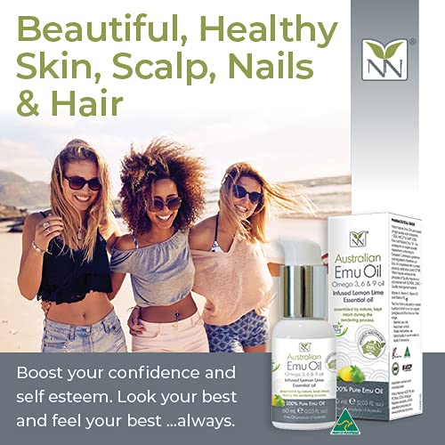 Y-Not Natural Ultra Pure Australian Emu Oil - Luxury Emu Oil 60 mL - Free Range Aboriginal Omega 3, 6 & 9 Infused with Lemon Lime - The Ultimate Moisturizer for Skin, Hair, Nails, and Scalp