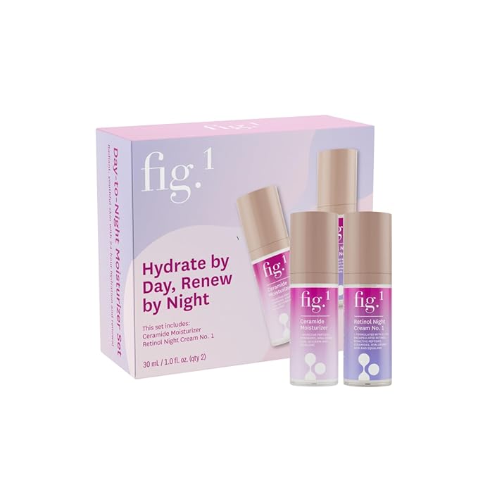 Fig.1 Day-to-Night Moisturization, 24-Hour Hydration Skincare Gift Set - Travel & Trial Size - Includes Ceramide Moisturizer (30ml) & Retinol Night Cream (30ml)