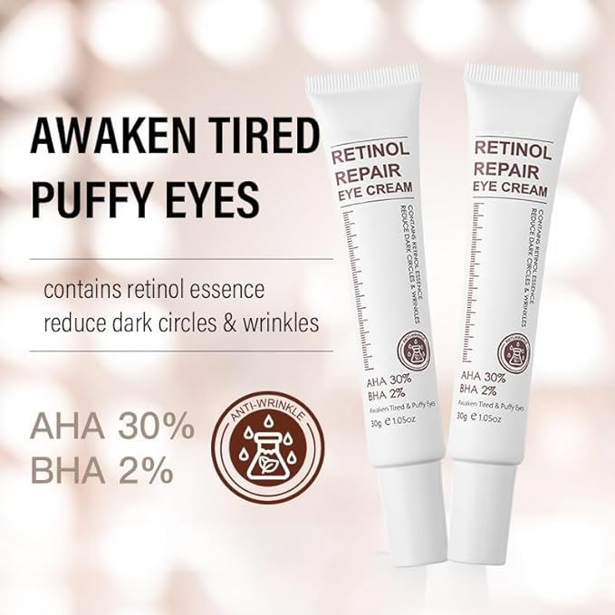 Magic Retinol Eye Cream for Dark Circles Puffiness and Bags Under Eyes, Instant Results Firm Eye Tightener Reduce Fine Lines Wrinkles Anti Aging Eye Cream for Men Women Suitable for Sensitive Skin