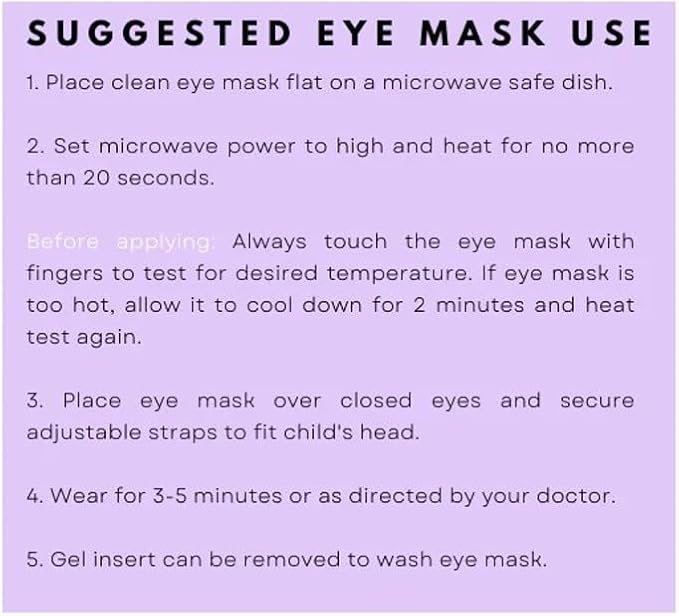 GlamBaby Eye Care - Unbearable Bump™ Eye Mask - Stye Mask for Kids - One Heat and Cooling mask - Microwave Safe