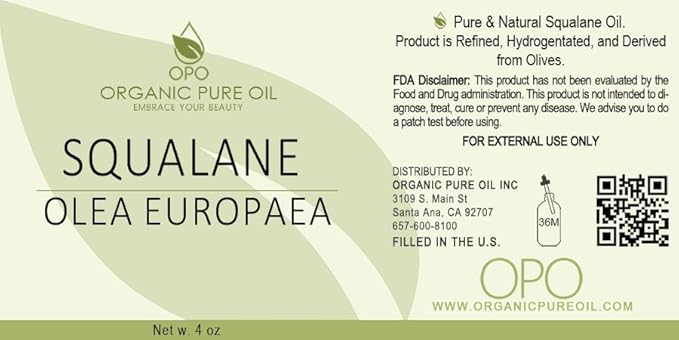 Squalane Oil - Pure, Refined, Plant-Derived, Non-GMO Squalene from Olives - 4 oz Glass & Dropper - Ultra Hydrating Carrier Facial Oil for Face, Skin, Hair, Body, Scalp & More - For All Skin Types