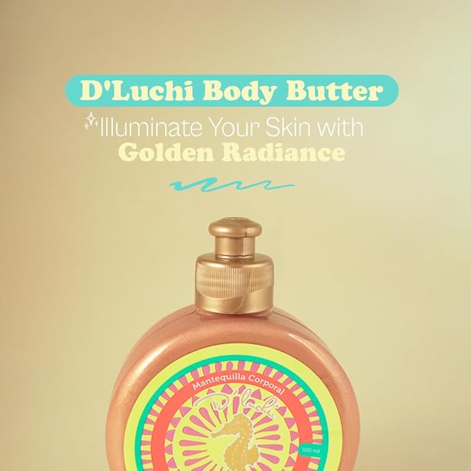 Kaba D'Luchi Body Butter Made With Natural Coconut Oil and Vitamin E, Provides Intense Nourishment & Hydration, Moisturize Skin, With Golden Glitter, 10 Oz