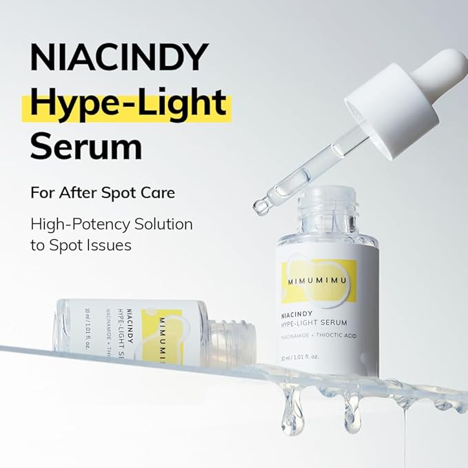 MIMUMIMU NIACINDY Lightweight Serum for Clarity Skin with Niacinamide 5% + Thioctic Acid, for Sensitive skin, Pore Smoothing, Korean Glass Skin, Glow Booster, Fragrance-Free (30ml/1.01 fl.oz)
