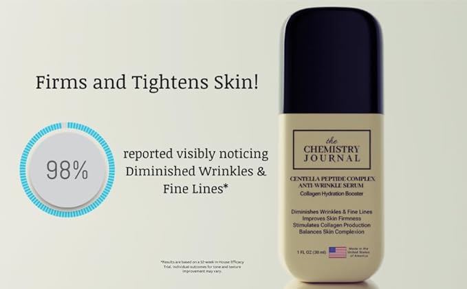 Centella Peptide Complex Anti Wrinkle Serum-Powerful Nighttime Collagen Hydration Booster, Tightens Skin and Reduces Fine Lines & Wrinkles. Made in the United States of America.