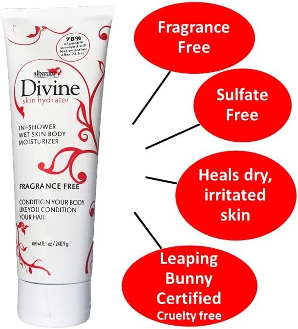 Divine Skin Hydrator in Shower Body moisturizer unscented Fragrant Free Helps Dry Itchy Irritated Skin 8.5 oz