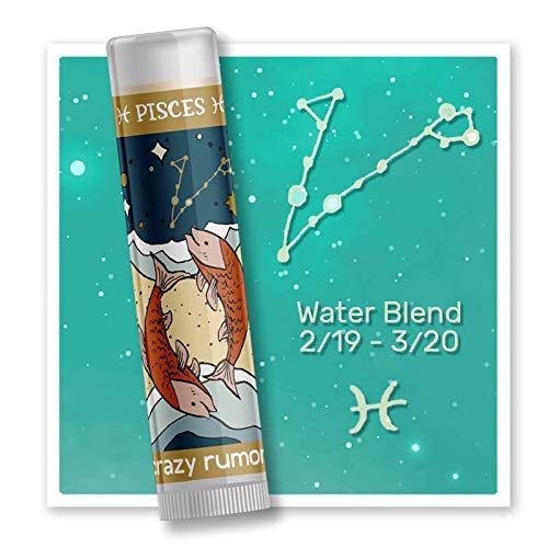 Crazy Rumors Pisces Zodiac All Natural, Plant Based Lip Balm to Moisturize and Nourish your Lips - Water Blend (Tropical Mango, Citrus Lemon, and Fragrant Berry)