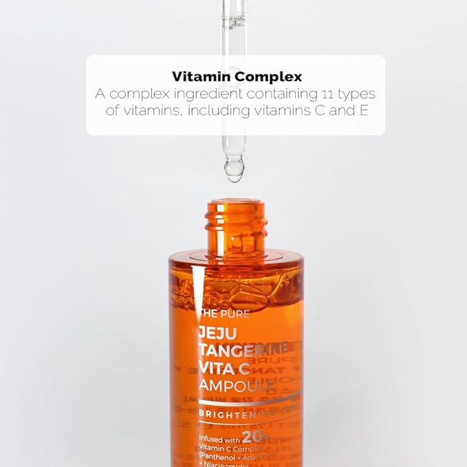 Jeju Tangerine Vitamin C Ampoule 1.75 fl oz. | 11 Vitamin Complex + Panthenol + Niacinamide + Adenosine | Hydrating & Soothing Korean Facial Serum for Sensitive Skin
