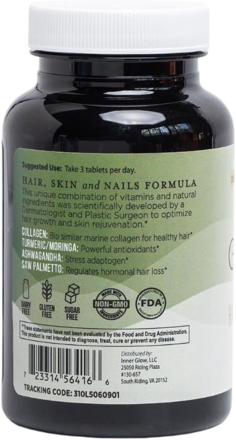 Advanced Hair, Skin & Nails Formula - Dermatologist and Plastic Surgeon Developed, clinically Tested for visibly Stronger and Thicker Hair in 12 Weeks