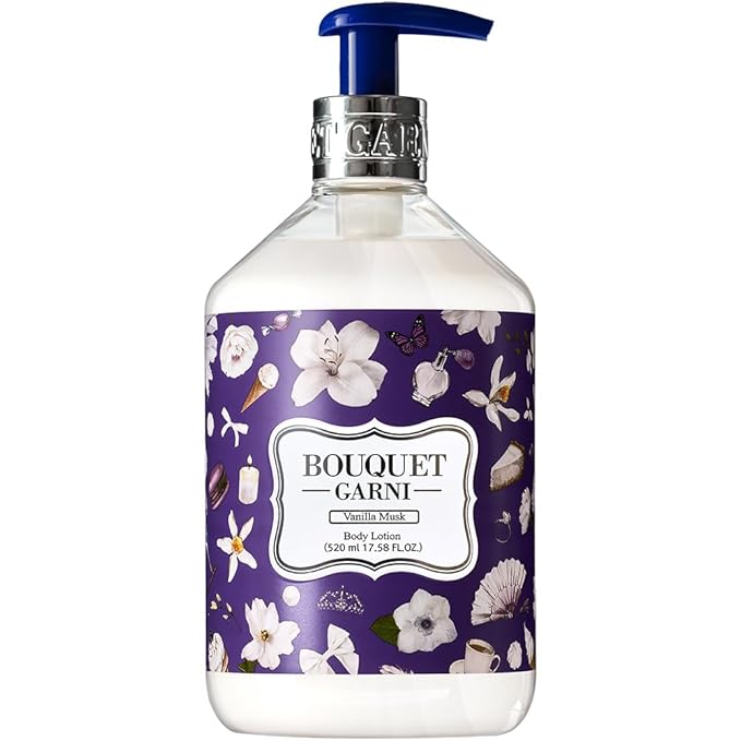 Bouquet Garni Body Lotion Vanilla Musk Fragrance - Long-lasting Moisture & Fragrance, Non Sticky Texture (Containing Shea Butter Rich in Vitamin A, C, E) - 17.6 oz