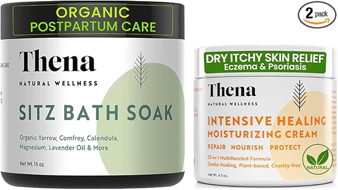 Thena Organic Sitz Bath Soak and Intensive Healing Moisturizing Cream Bundle