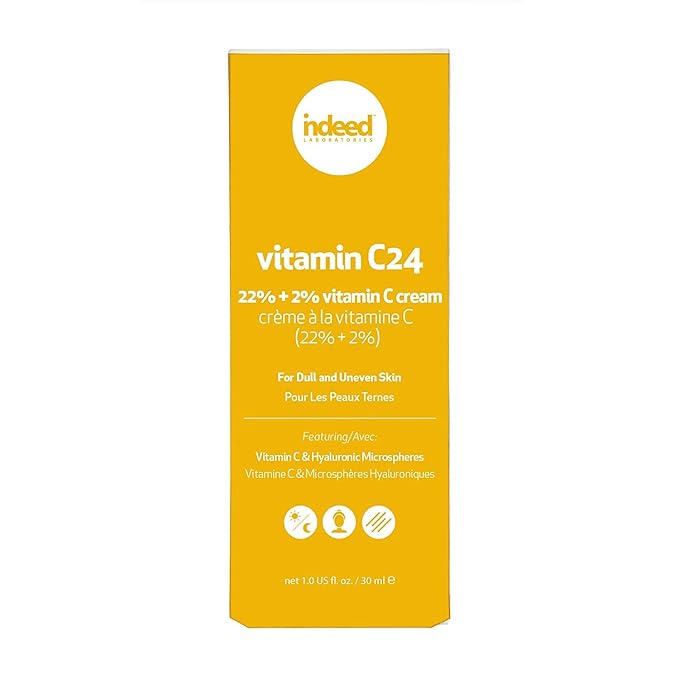 INDEED LABS c24 Vitamin Cream Combined Serum & Moisturizer with Ascorbic and Hyaluronic Acid to Repair and Restore Skin, 30 ml