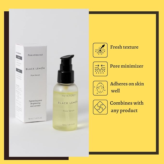 METAFORET Black Lemon Pore Serum 50ml / 1.69fl.oz Niacinamide, Pore Tightening Reducer, Tone-up for Dark Spots, Diminishes Acne Prone, Antiwrinkle