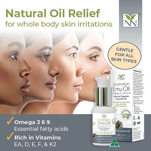 Y-Not Natural Ultra Pure Australian Emu Oil - Luxury Emu Oil 60mL - Free Range Aboriginal Omega 3, 6 & 9 Infused with Fragonia - The Ultimate Moisturizer for Skin, Hair, Nails, and Scalp