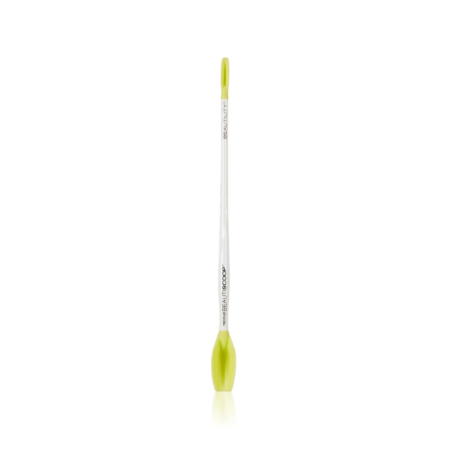 Beautiscoop Crisp White/Green Single Dual-Scoop Beauty Tool (8" Single, White/Green)