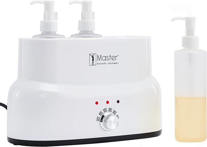 Master Massage 3-Bottles Massage Oil, Lotion, Cream Warmer Heater with Empty Bottles- Massage Cream Heating Device- Salon SPA Massage Body Therapy, White