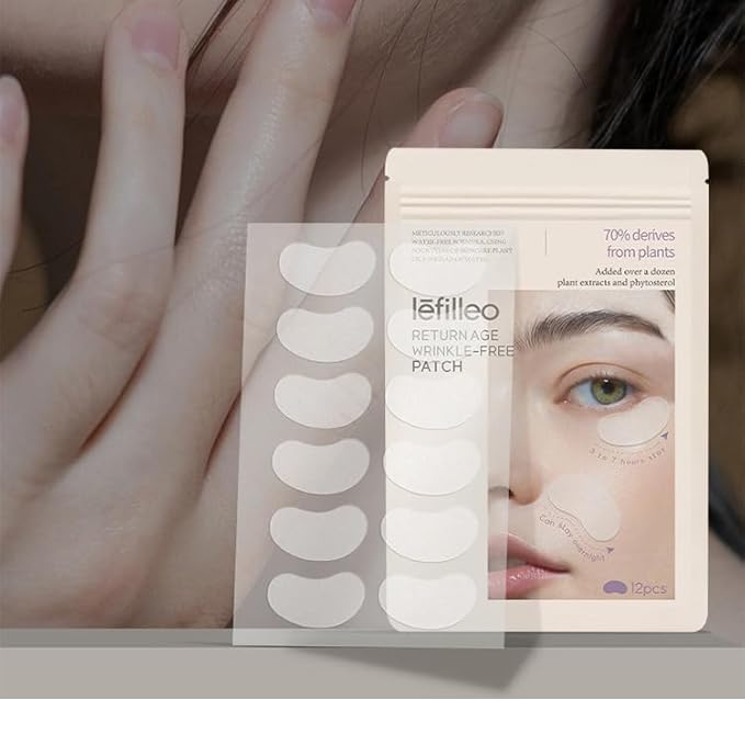 1 Sheet Lefilleo Collagen Facial Gel Mask Sticker, Moisturizing Nourishing Eye Forehead & Face Mask, Deeply Firming Lifting Collagen Mask (1 Sheet of 12 PCs Stickers)