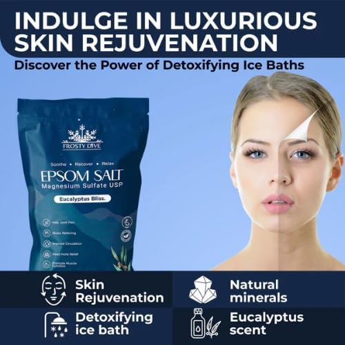 Frosty Dive Epsom Salt - Pure Epsom Salt Soak, Magnesium Sulfate USP, Fine Grain, Fragrance-Free, Soothing Bath Salts for Relaxation, Muscle Recovery, Sleep Support & Skin Care