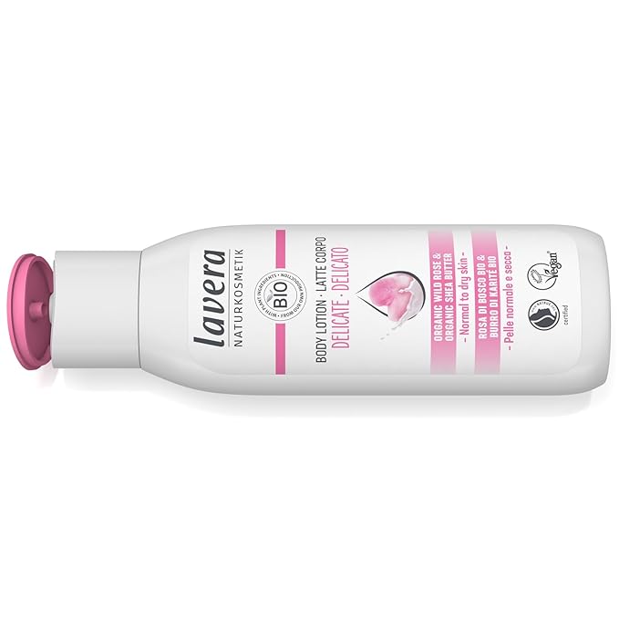 lavera Body Lotion Gentle - Body Milk with organic wild rose & organic shea butter - body milk for normal to dry skin - PETA certified - biodegradable - vegan - natural cosmetics - 6,76 fl.oz.