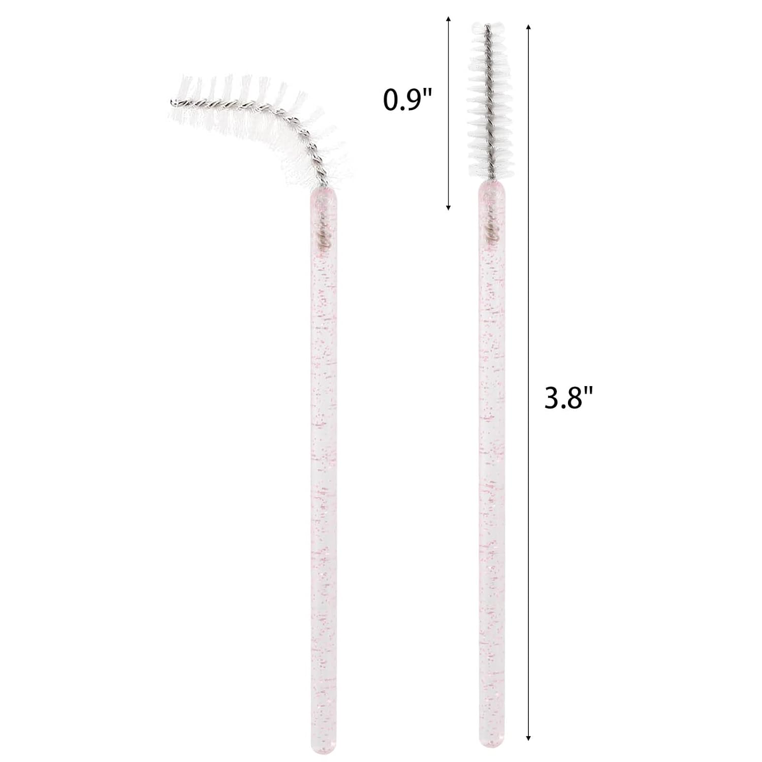 Tbestmax 300 Pcs Disposable Spoolies, Mascara Wand Eyelashes Brushes Applicator for Eyebrow Eye Lash Extension Pink Stick White Head