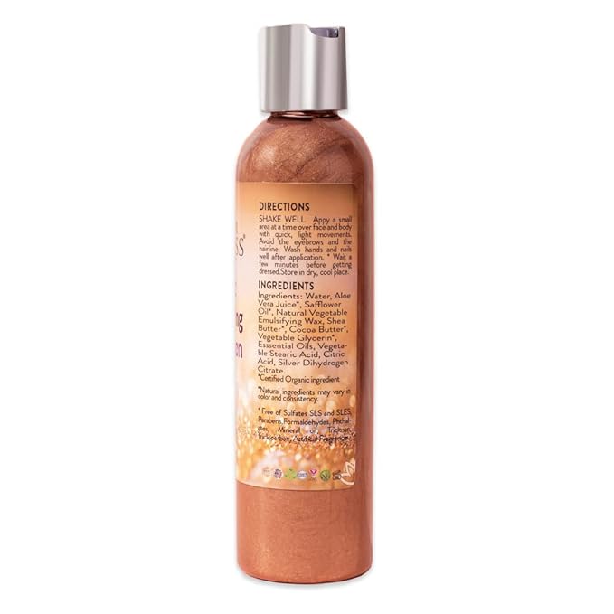 GLIMMER GODDESS Organic Bronzer Body Lotion - Sexy Level 2 Bronze Body Shimmer, 8 oz