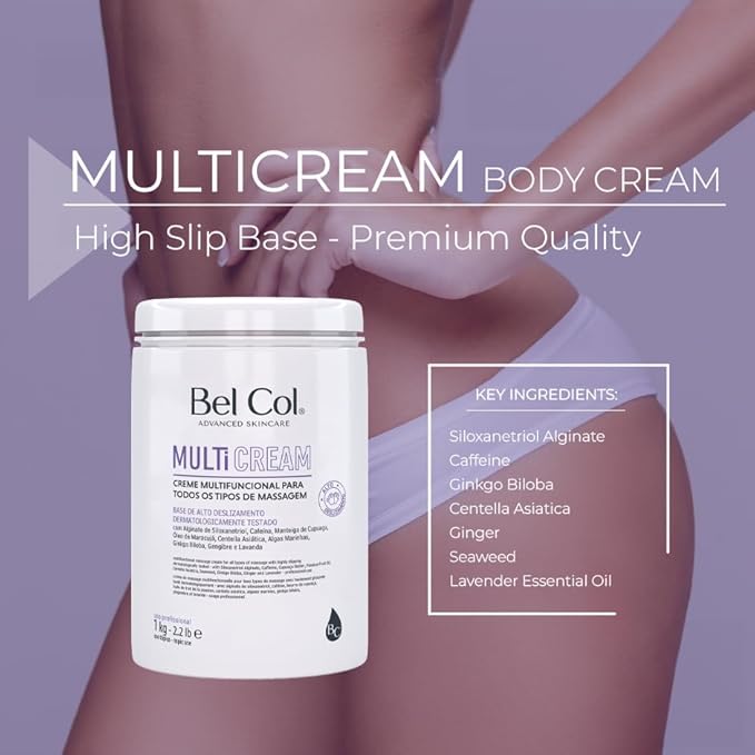 Bel Col Massage Cream – Body Lotion with Caffeine, Ginkgo Biloba and Herbal Oils – Hydrates, Soothes and Nourishes Skin – Suitable for All Skin Types (2.2 Lb.)