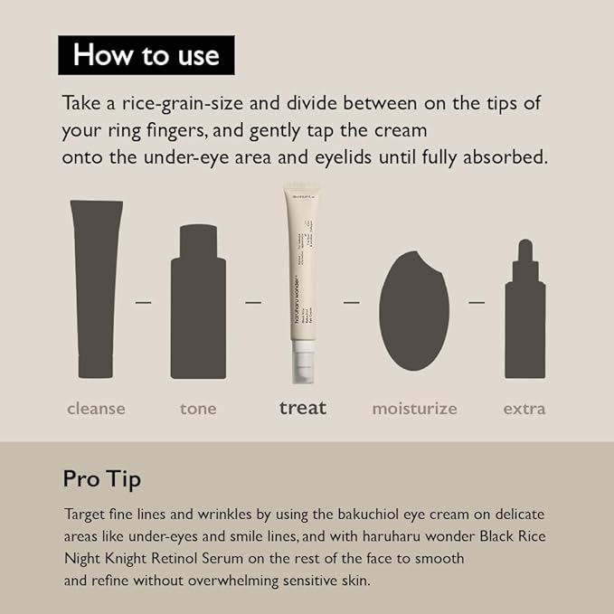 [Haruharu Wonder] Black Rice Bakuchiol Eye Cream 0.67 fl.oz / 20ml | Anti-Aging, Wrinkle Care, Natural Retinol Alternative | Cruelty Free, EWG-Green