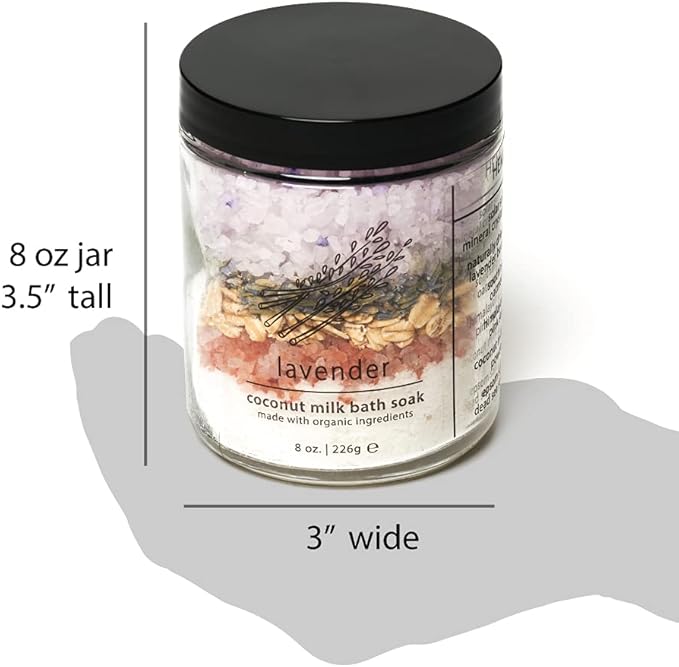 Hemlock Park Lavender Coconut Milk Bath Soak | Organic Coconut Milk, Botanicals, Dead Sea, Epsom, and Himalayan Pink Mineral Salts | 9.5 oz Jar