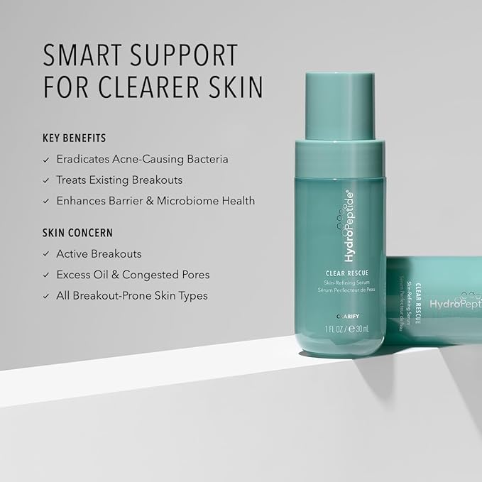 HydroPeptide Clear Rescue Serum, Skin Refining Face & Acne Serum with 0.5% Salicylic Acid, 1 Ounce