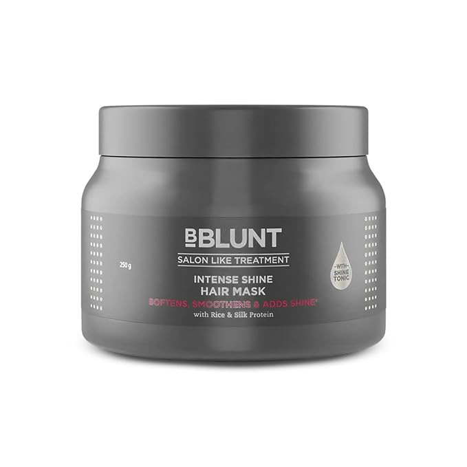 Intense Shine Hair Mask | with Rice & Silk Protein for Soft & Shiny Hair | Natural Deep Conditioning Masque for Damage & Frizz Control | 8.82 Oz/250g