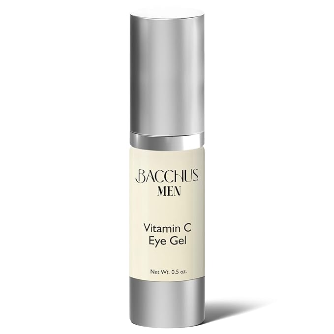 Bacchus Men Vitamin C Eye Gel, Reduce Dark Circles, Spots and Eye Puffiness - Anti Aging Treatment Nourishes, Revitalizes, Soothes, and Refreshes the Look of Your Eye Area | Made in USA | 0.5 oz