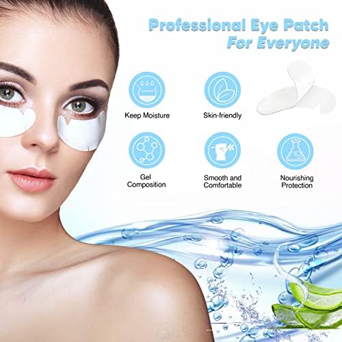 100 Pairs V-Shaped 100% Natural Eyelash Extension Under Eye Gel Pads Kit, Hydrogel Eye Patches with Collagen & Aloe Vera, Eyelash Extension Supplies Tools, Lash Tech Supplies