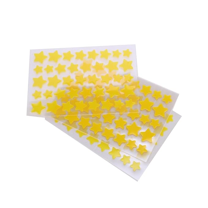 10 Sheets/Pack (400 Capsules) Pimple Patches for Face,Hydrocolloid Acne Patches Star Pimple Patches for Healing,Cute Star Face Stickers Zit Patch,Pore Cleansing Strips,Treatments and Masks (Yellow)