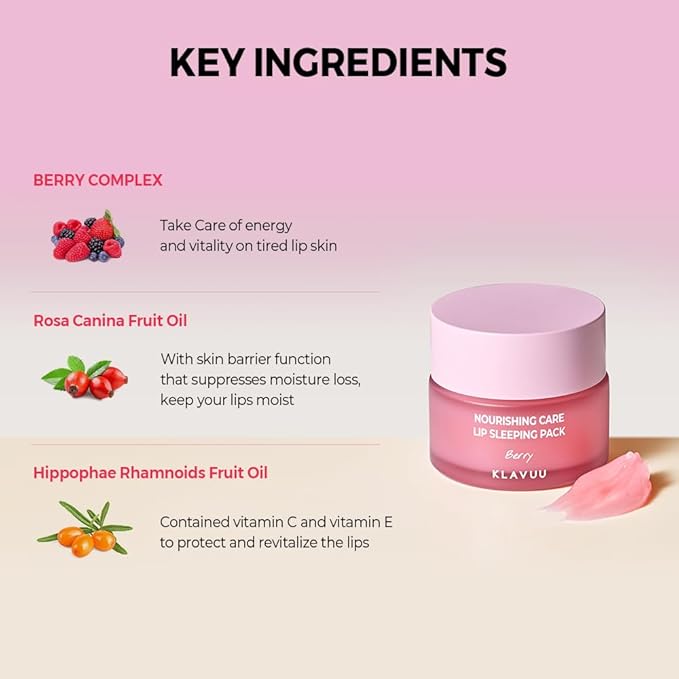 Klavuu Lip Mask Set (2PCS) – Overnight Deep Hydrating Korean Lip Balm Treatment for Very Dry, Chapped Lips | Lip Lightening & Plumping with Instant Hydration | Gentle Exfoliating (Berry & Coconut)