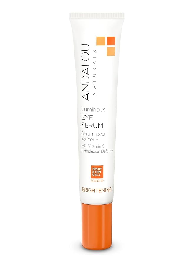 Andalou Naturals Luminous Eye Serum, Illuminating Eye Cream for Dark Circles and Puffiness, Vitamin C, Caffeine & Goji Glycopeptides for a Rejuvenated, Refreshed, Tighter Appearance, 0.6 Ounce