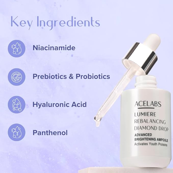 ACELABS Advance Brightening and Anti Aging Serum for Face | Niacinamide, Ceramide, Hyaluronic Acid & Probiotics | Improve Uneven Skin Tone, Hydrates Pore Minimizer for Face & Skin Tightening 1.01oz