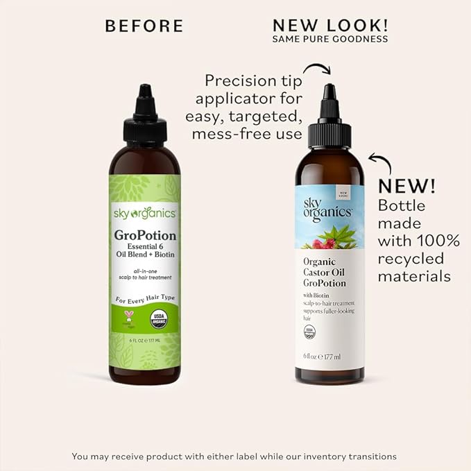 Sky Organics Organic GroPotion for Hair USDA Certified Organic to Strengthen, Lengthen & Condition, 6 fl. Oz with Ebook