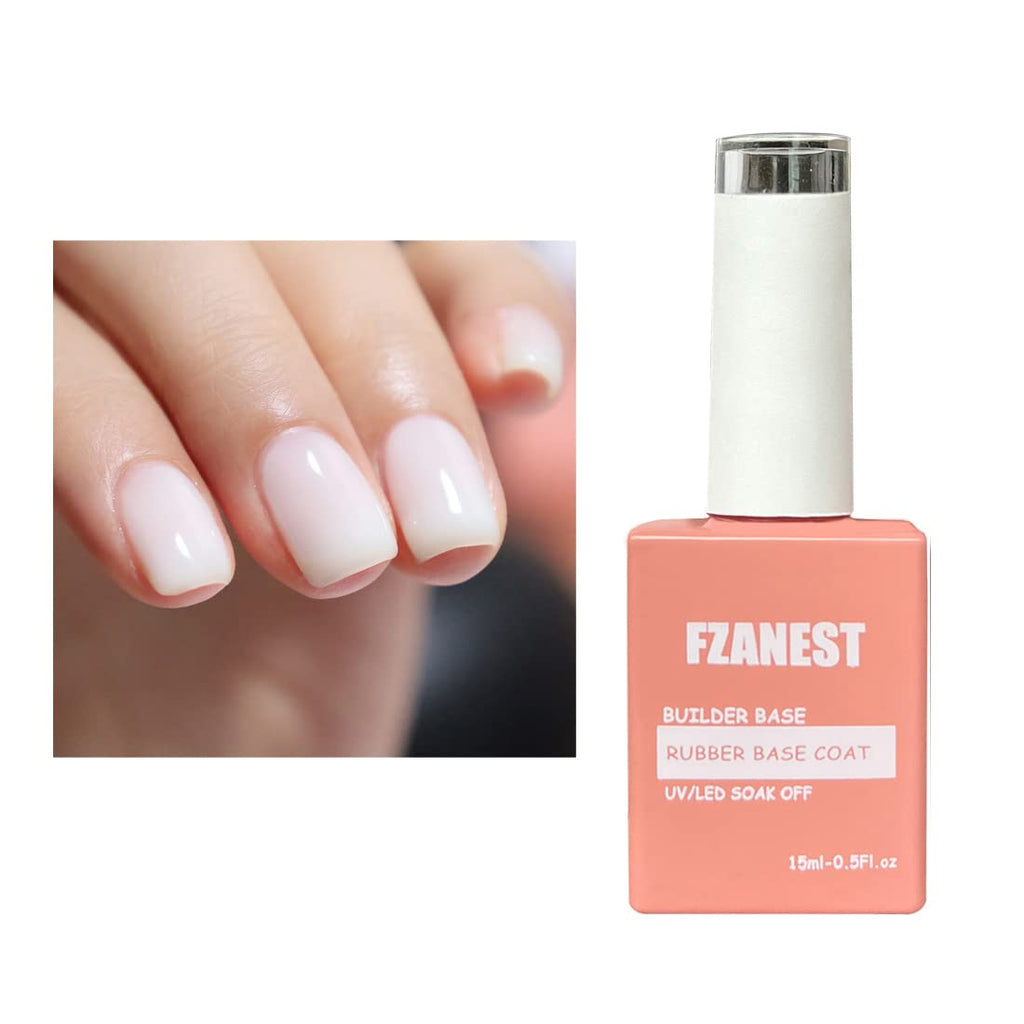 FZANEST Builder Gel for Nails, Milky White Gel Polish Rubber Base For Nails Strengthener Extension Apex Building Repair UV LED Color Base Nail Polish in Bottle