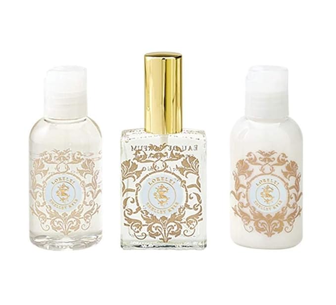 Shelley Kyle Lorelei Mini Gift Set, Includes Travel Size Perfume, Lotion, and Shower Gel, Packaged in Beautiful Cream and Gold Gift Box with Ribbon