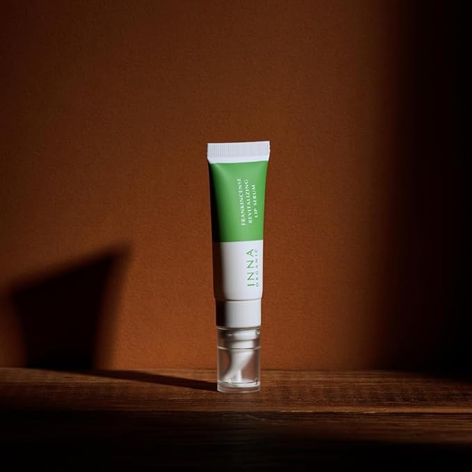 INNA Organic Lip Serum, Moisturizing, Fine Line Care & 100% Vegan, EWG & COSMOS Certified | Frankincense Essential Oils Infused Skin Care | Luxury Clean Beauty