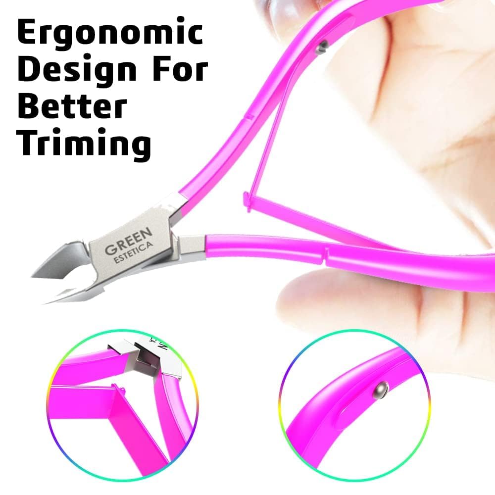 Professional Cuticle Trimmer Nail Cuticle Cutter Stainless Steel Cuticle Nippers with Sharp Blades of Cuticle Remover Clippers Manicure Tools Double Spring - Pedicure Nail Tools (Pink - 4 Pack)