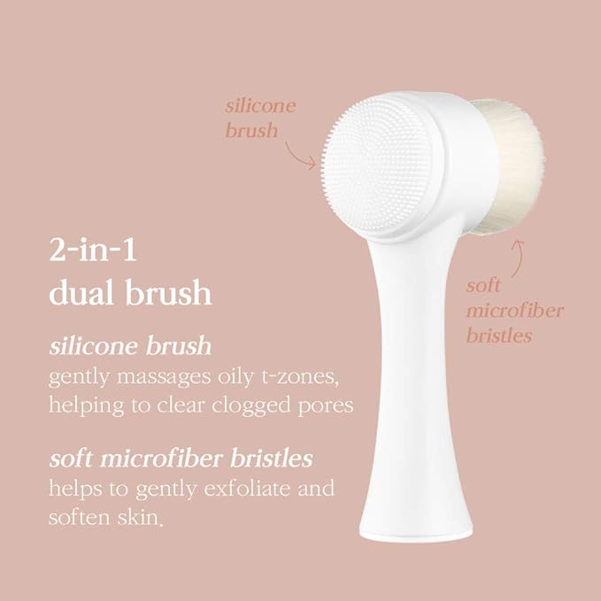 NOONI Cleansing Oil - Snow Aqua 0 LHA Toning Pore Care Korean Facial Oil Cleanser, 6.76 fl.oz (200 ml)*2EA + Pore Cleansing Tool - Manual Dual Brush Bundle