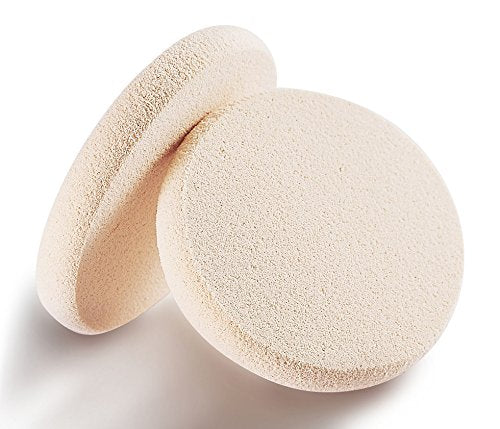 OWLFAVO 2pcs Round Makeup Sponges with 1 Travel Case, Beauty Face Primer Compact Powder Puff, Blender Sponge Replacement for Cosmetic Flawless Foundation, Sensitive and All Skin Types